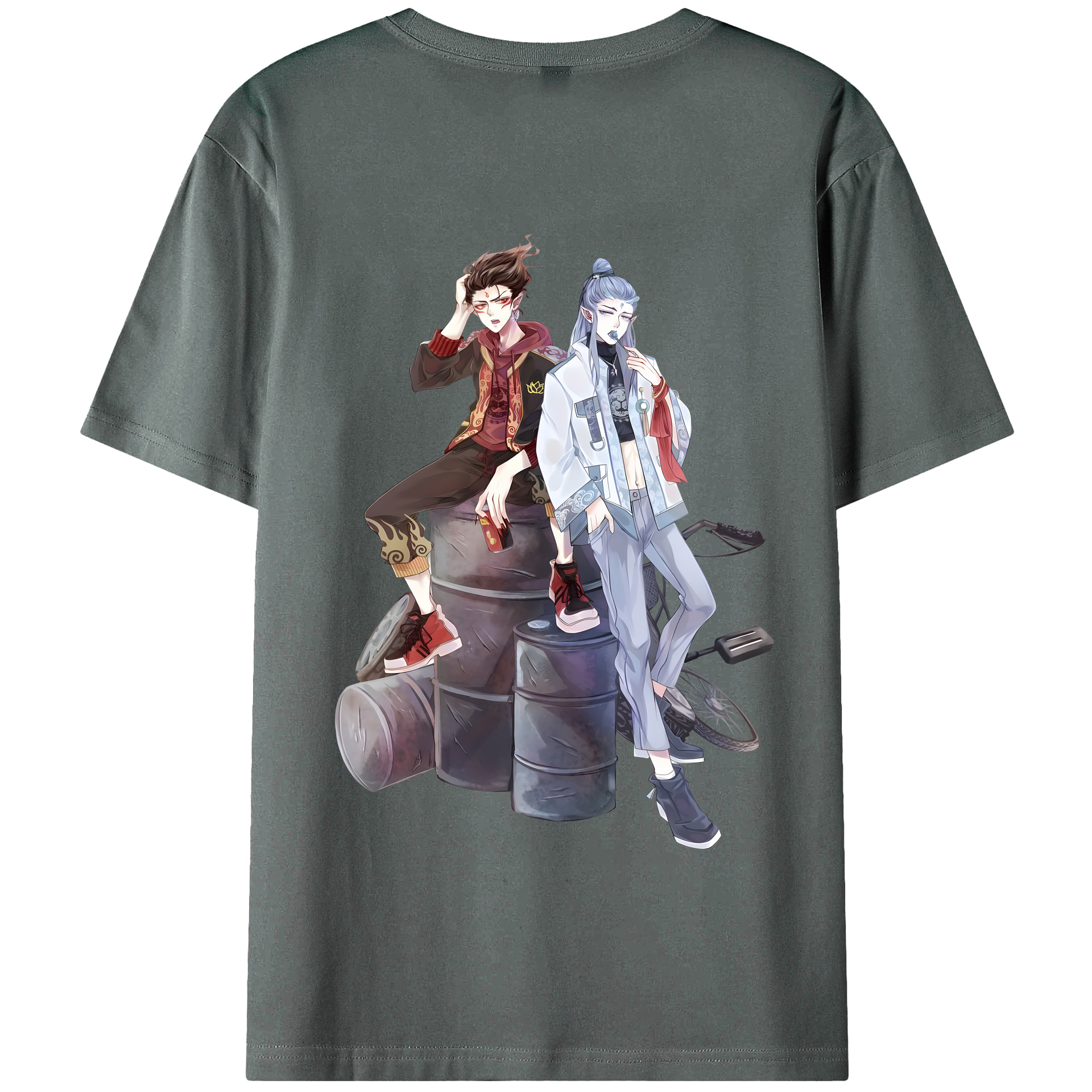 （画像用） Ne Zha 2 ナタ 魔童の大暴れ 綿100％半袖Tシャツ（背面プリント）